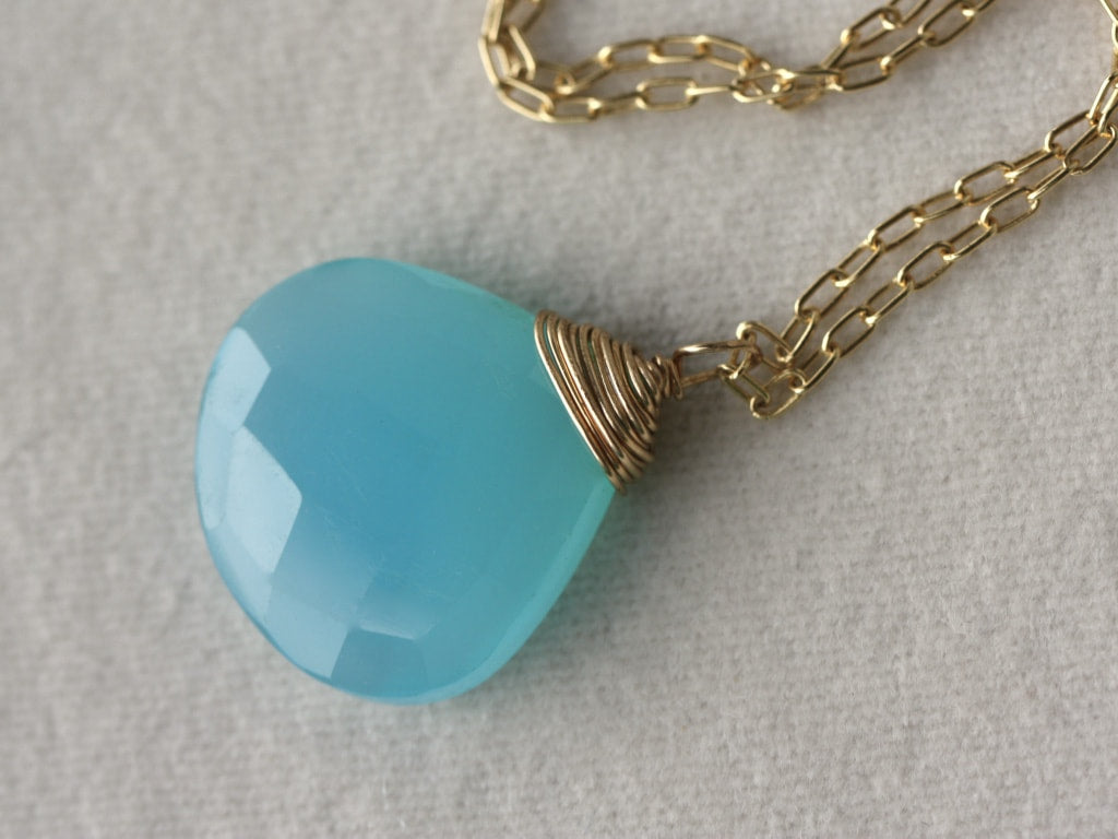 Sea Blue Chalcedony Necklace