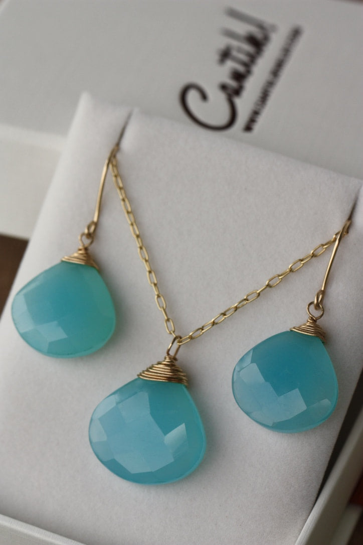 Sea Blue Chalcedony Necklace
