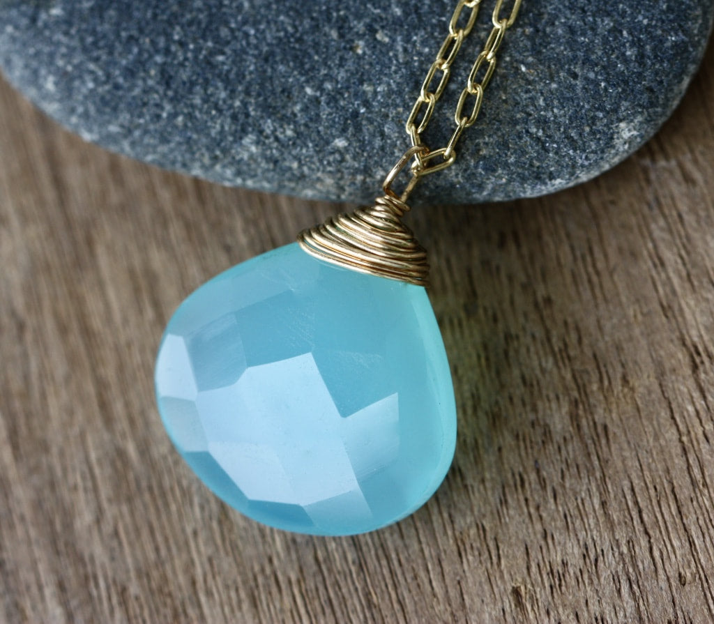 Sea Blue Chalcedony Necklace
