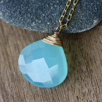 Sea Blue Chalcedony Necklace