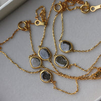 18k Gold and Salt and Pepper Diamond Slice Bracelet, April Birthstone Bracelet