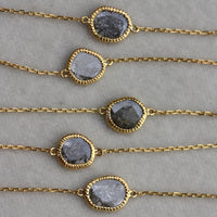 18k Gold and Salt and Pepper Diamond Slice Bracelet, April Birthstone Bracelet