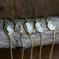 18k Gold and Salt and Pepper Diamond Slice Bracelet, April Birthstone Bracelet