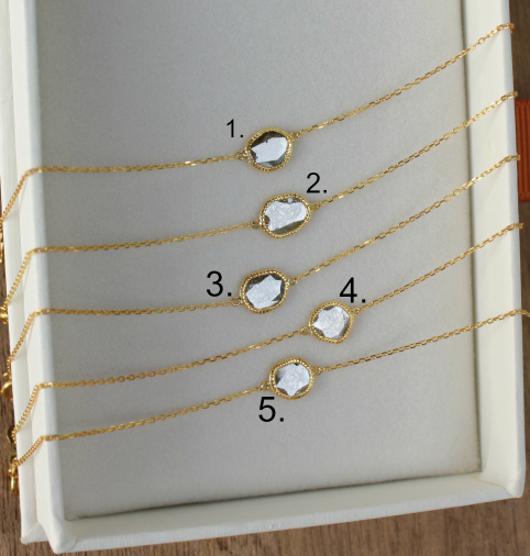 18k Gold and Salt and Pepper Diamond Slice Bracelet, April Birthstone Bracelet