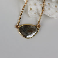 Salt and Pepper Raw Diamond Slice Necklace, 18k Gold
