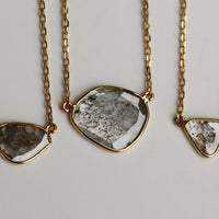 Diamond Slice Necklace in 18k Gold, Raw Salt and Pepper Diamond Necklace,  April Birthstone Necklace