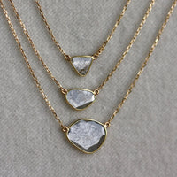Diamond Slice Necklace in 18k Gold, Raw Salt and Pepper Diamond Necklace,  April Birthstone Necklace