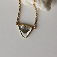 Diamond Slice Necklace in 18k Gold, Raw Salt and Pepper Diamond Necklace,  April Birthstone Necklace
