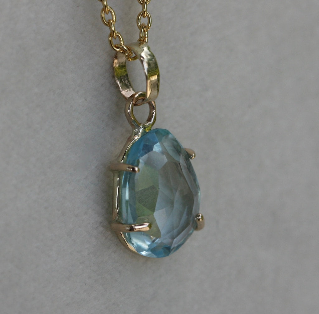 Sky Blue Topaz Pendant Necklace, November Birthstone Necklace