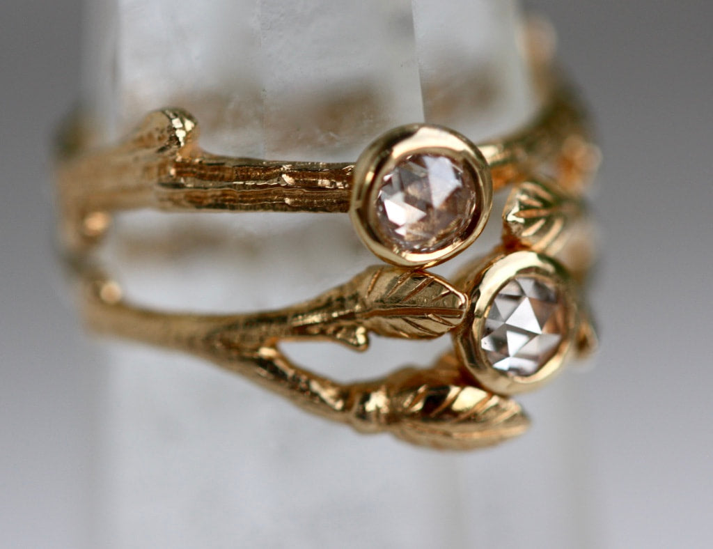 Diamond Twig Ring, 18k Gold