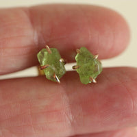 Raw Peridot Post Earrings