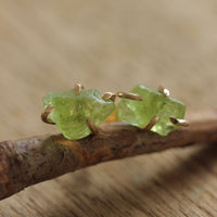 Raw Peridot Post Earrings