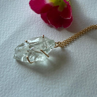 Raw Prasiolite Green Amethyst Pendant Necklace, February Birthstone Necklace