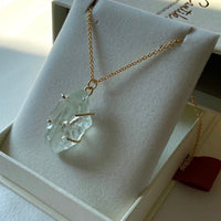 Raw Prasiolite Green Amethyst Pendant Necklace, February Birthstone Necklace
