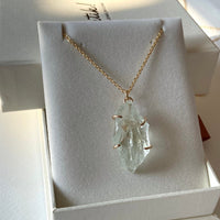 Raw Prasiolite Green Amethyst Pendant Necklace, February Birthstone Necklace