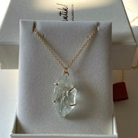 Raw Prasiolite Green Amethyst Pendant Necklace, February Birthstone Necklace