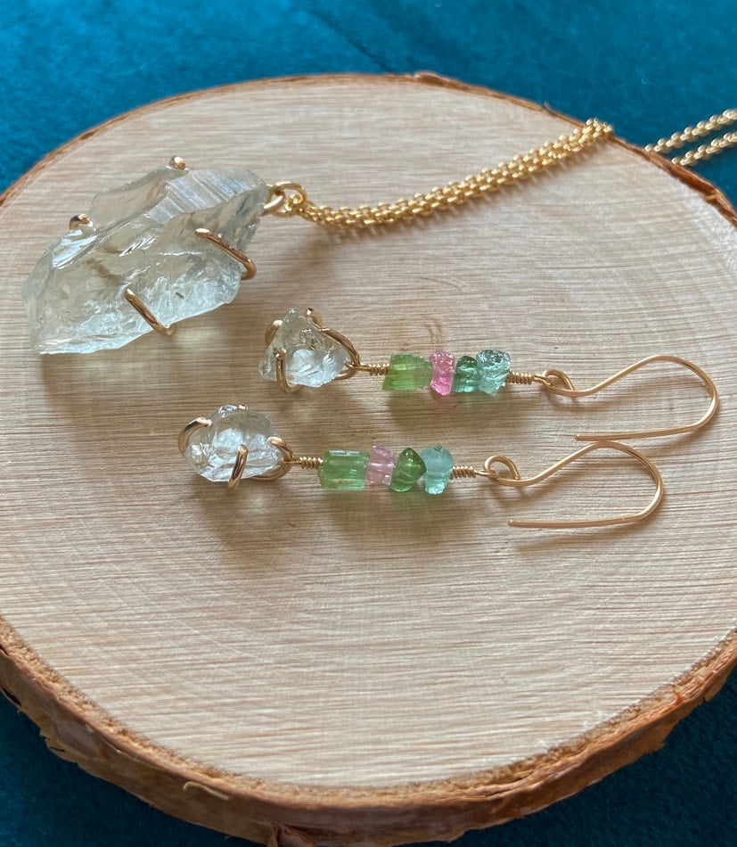 Raw Prasiolite Green Amethyst Pendant Necklace, February Birthstone Necklace