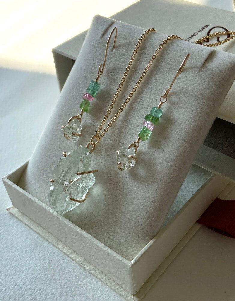 Raw Prasiolite Green Amethyst Pendant Necklace, February Birthstone Necklace