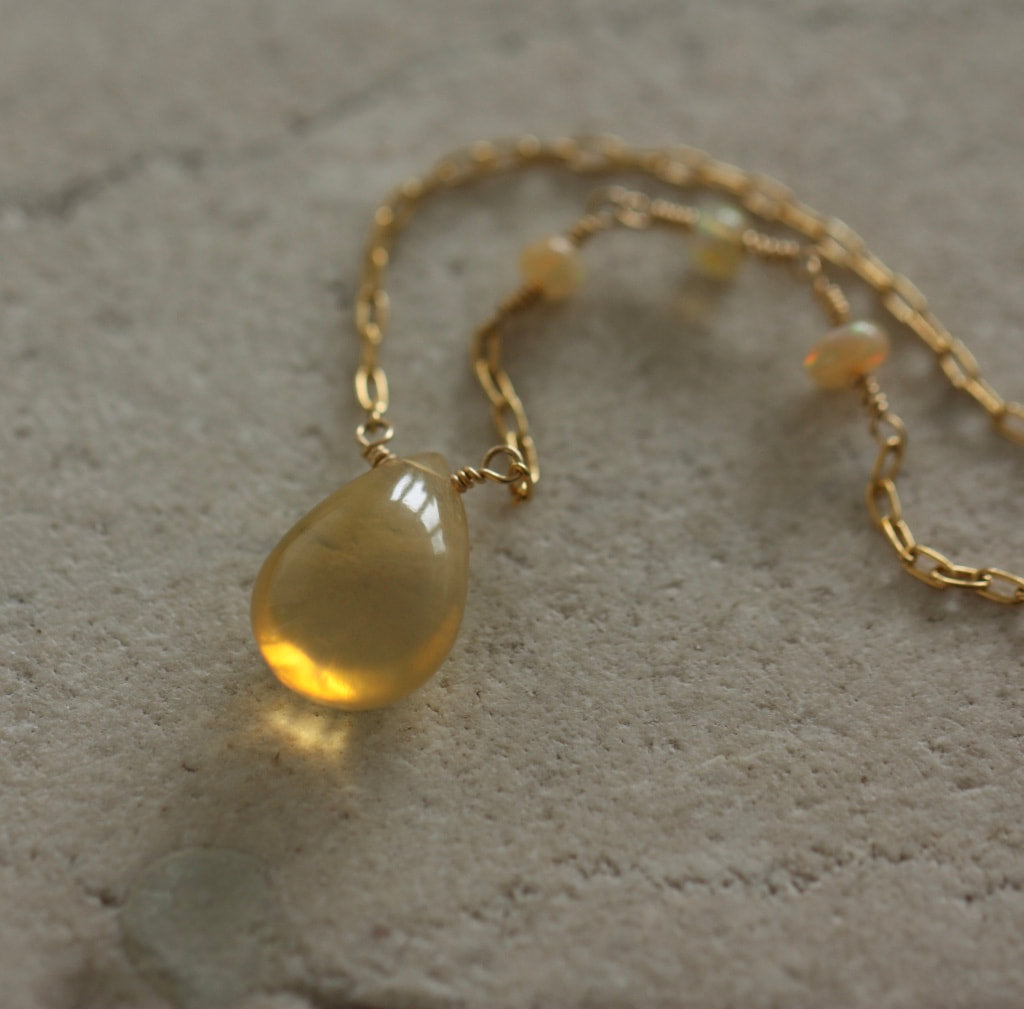 Ethiopian Welo Opal Pendant Necklace, October Birthstone Necklace