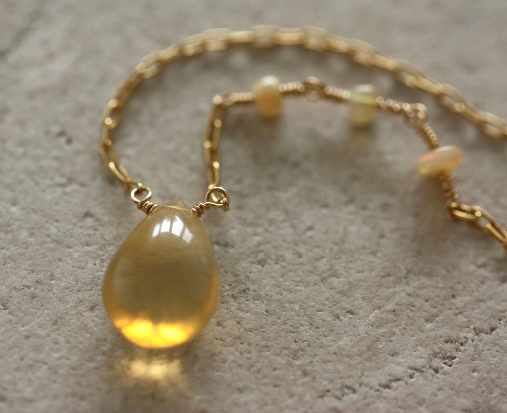 Ethiopian Welo Opal Pendant Necklace, October Birthstone Necklace