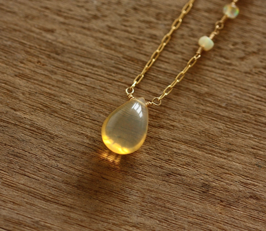 Ethiopian Welo Opal Pendant Necklace, October Birthstone Necklace