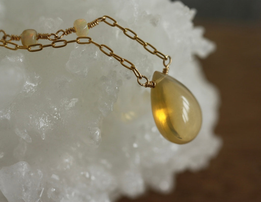 Ethiopian Welo Opal Pendant Necklace, October Birthstone Necklace