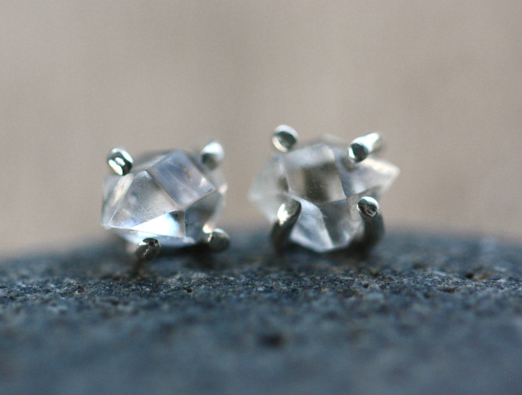 Natural Herkimer Diamond Stud Earrings, 92.5 Sterling Silver