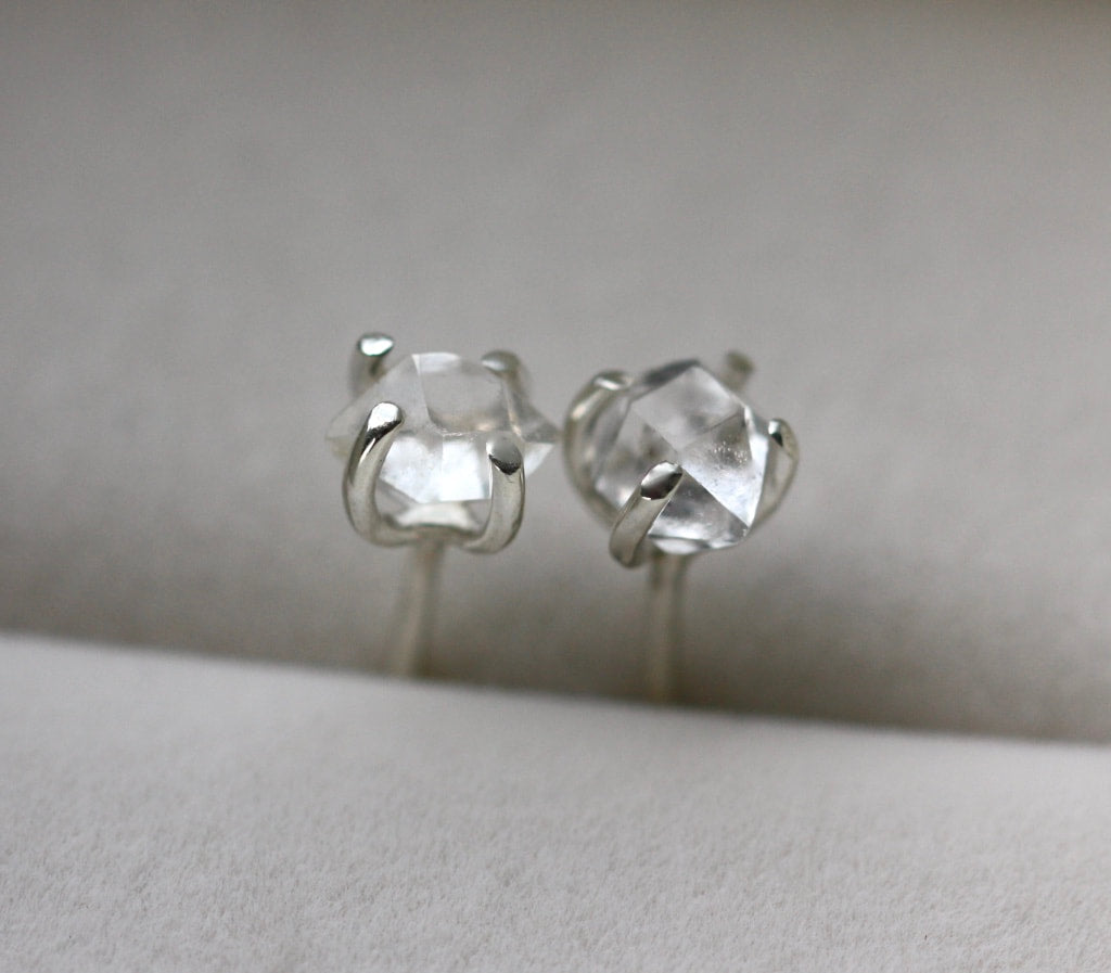 Natural Herkimer Diamond Stud Earrings, 92.5 Sterling Silver