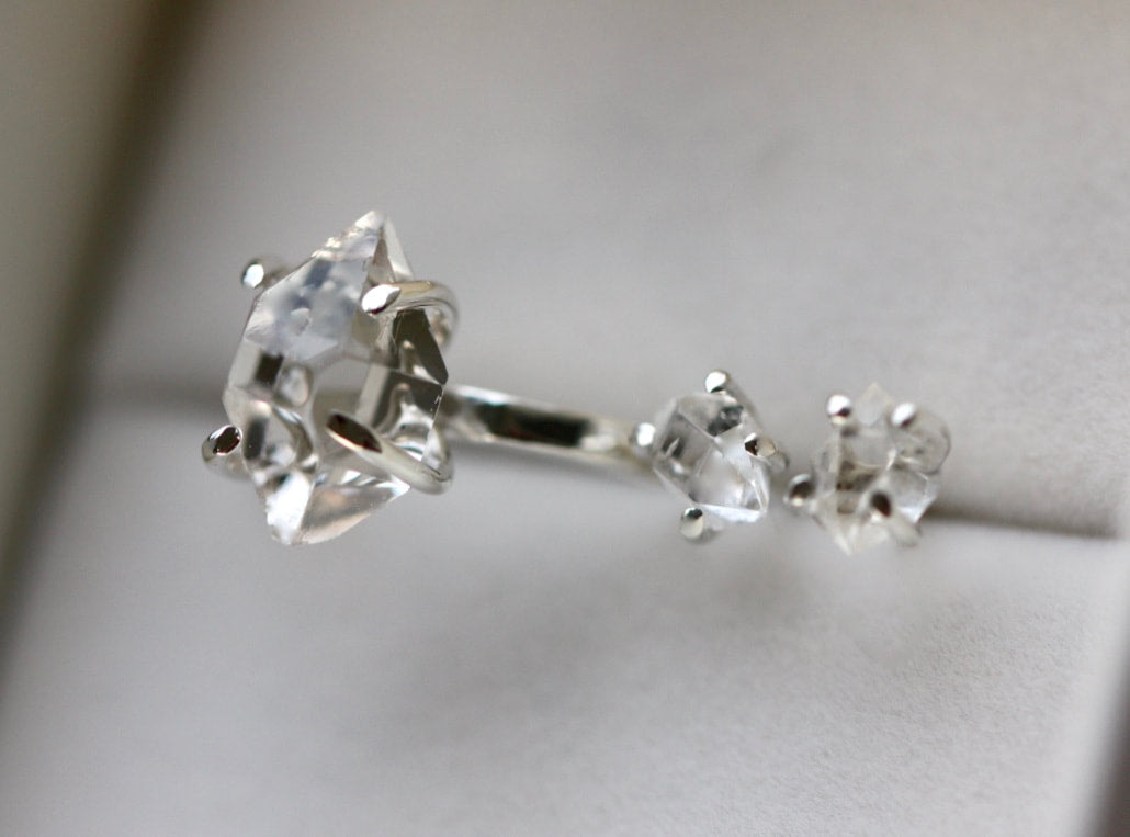 Natural Herkimer Diamond Stud Earrings, 92.5 Sterling Silver