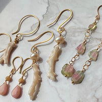 Raw Watermelon Bi-Color Tourmaline Slice Earrings