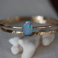 Australian Boulder Opal, Black Opal Bangle, 14k Gold/14k Gold Filled