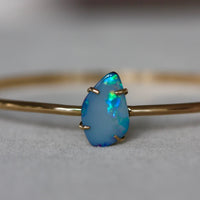 Australian Boulder Opal, Black Opal Bangle, 14k Gold/14k Gold Filled