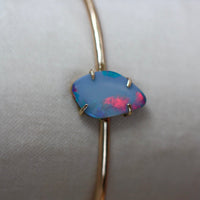 Australian Boulder Opal, Black Opal Bangle, 14k Gold/14k Gold Filled