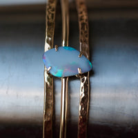 Australian Boulder Opal, Black Opal Bangle, 14k Gold/14k Gold Filled