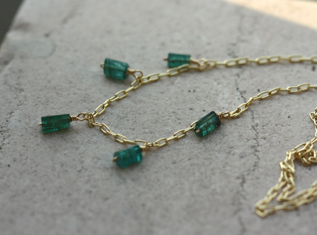 Raw Indicolite Tourmaline Necklace