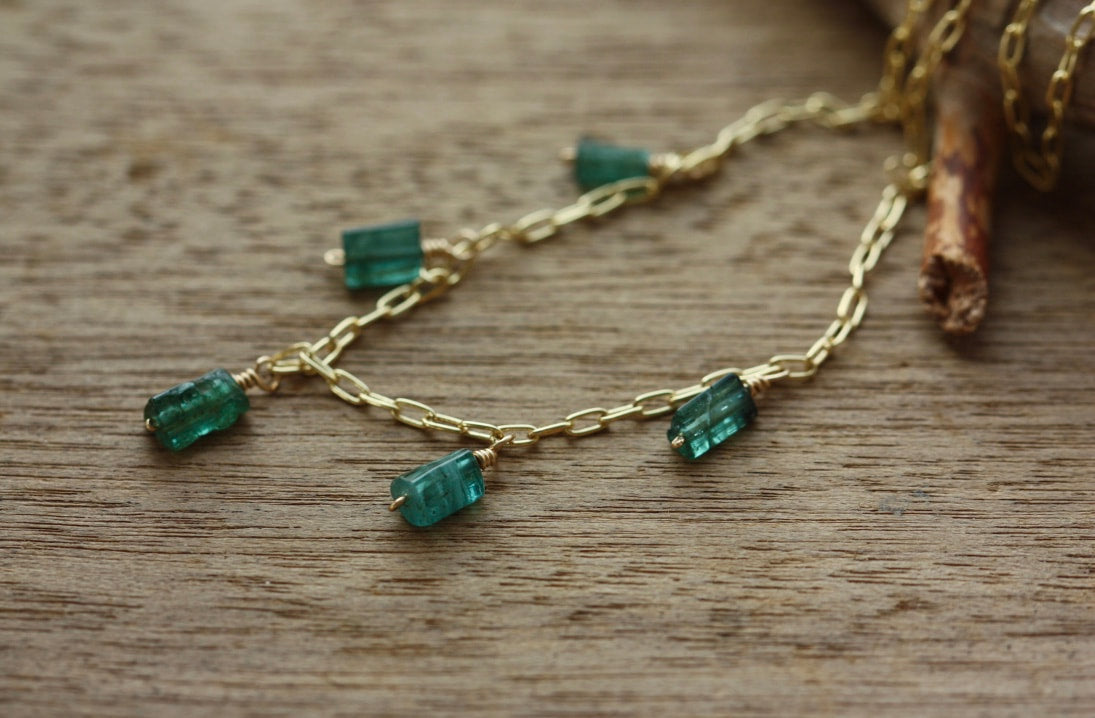 Raw Indicolite Tourmaline Necklace