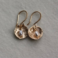 Hammered Petal and Pearl Earrings