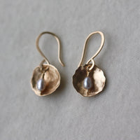 Hammered Petal and Pearl Earrings
