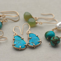 Soft Teal Blue Chalcedony Earrings