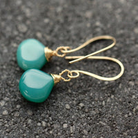 Soft Teal Blue Chalcedony Earrings