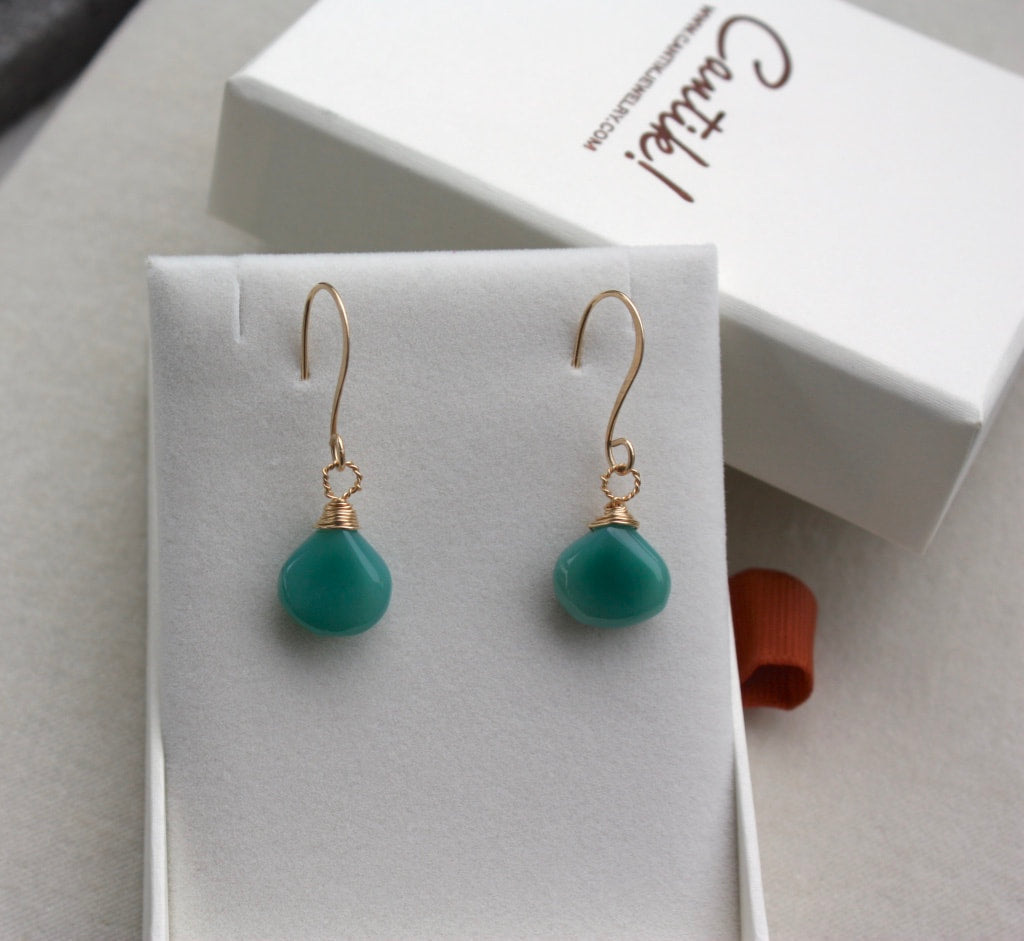 Soft Teal Blue Chalcedony Earrings