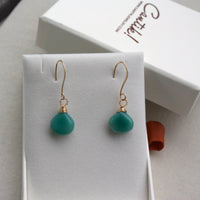 Soft Teal Blue Chalcedony Earrings