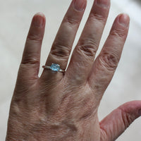 Uncut Natural Blue Brazilian Santa Maria Aquamarine Crystal Ring, March Birthstone