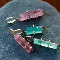 Raw Pink Tourmaline Pendant Necklace, October Birthstone