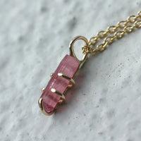 Raw Pink Tourmaline Pendant Necklace, October Birthstone