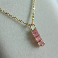 Raw Pink Tourmaline Pendant Necklace, October Birthstone