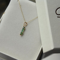 Raw Green Indicolite Tourmaline Pendant Necklace