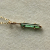 Raw Green Indicolite Tourmaline Pendant Necklace