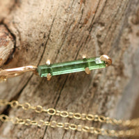 Raw Green Indicolite Tourmaline Pendant Necklace