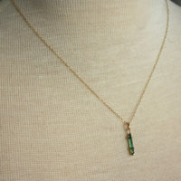 Raw Green Indicolite Tourmaline Pendant Necklace